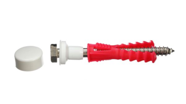 Fixation WC bidet Novipro vis tête hexagonale laiton 6x70 cheville rc cabochons blancs