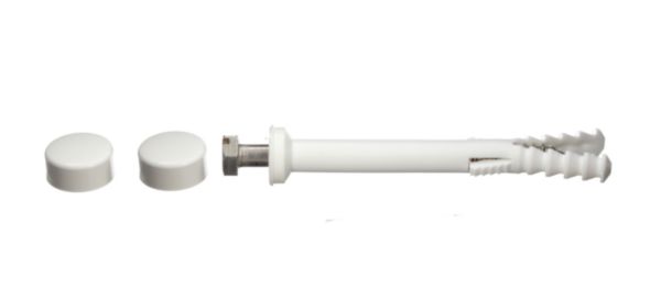 Fixation WC bidet Novipro vis tête hexagonale laiton 6x80 cheville longue cabochons blancs et chromés