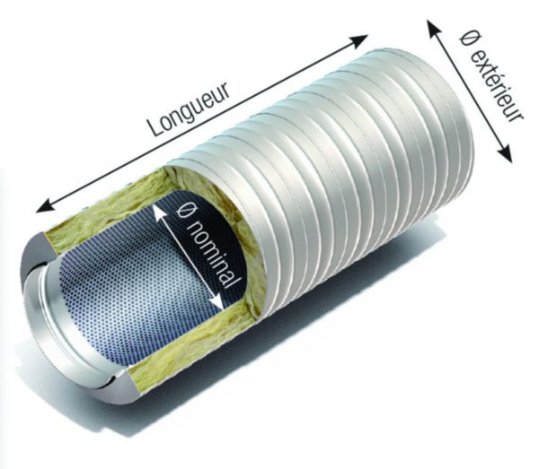 Silencieux confort 50 longueur 600mm diamètre 250mm