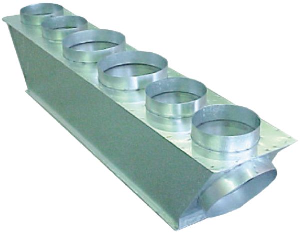 Plénum de soufflage isolé M1 taille S pour gainable CM18 / 24 N14 piquages 4 x 200 + 1 x 250 Réf PLSFL-LG-S