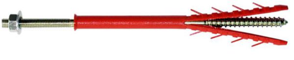 Fixation radiateur paroi isolée Novipro 2 vis à 2 filets 8x220 2 écrous 8mm 2 rondelles 8x18 2 chevilles 10x160