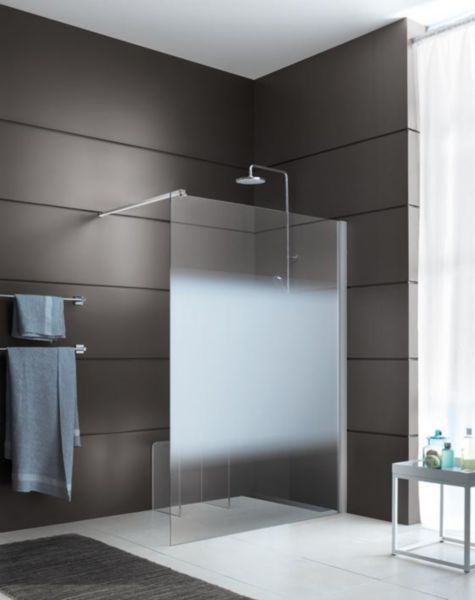 Paroi de douche TYXO fixe douche ouverte 120 verre transparent profilé blanc Réf. L13TX6W12031