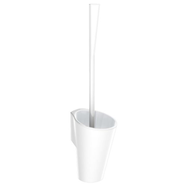 Pot à balai WC mural avec manche ergonomique nylon blanc réf. 4051N
