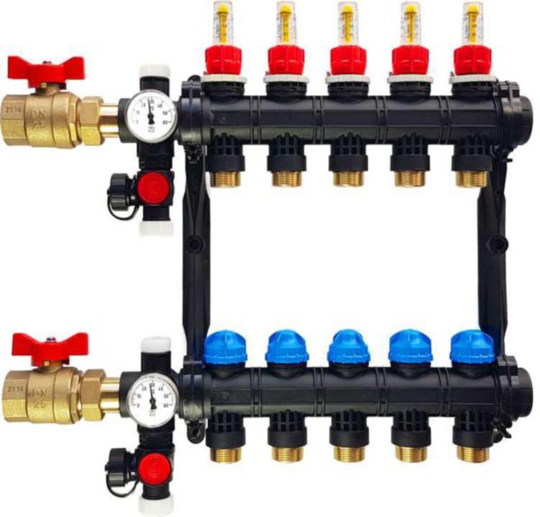 Collecteur pré-monté NIS avec débitmètre 6 circuits réf. 1409040417