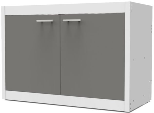 Porte de caisson associée meuble bas cuisinette CLIPMETAL COLOR 120 cm, Coloris Aluminium
