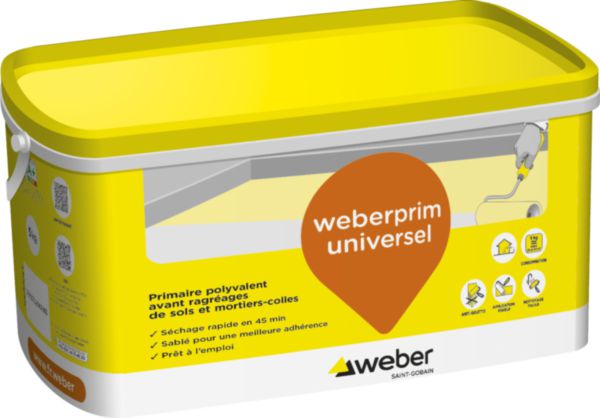 Primaire avant ragréage de sols et mortiers-colles weberprim universel 5 kg réf. 16000032