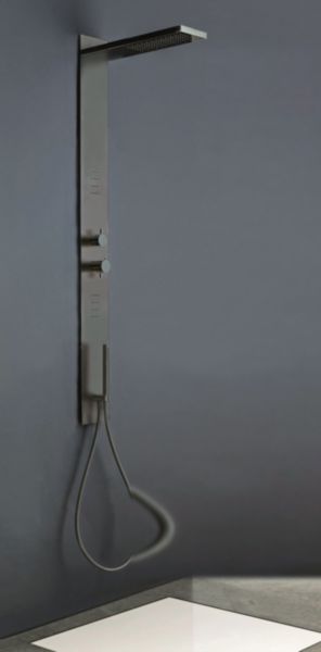 Colonne de douche COAX coaxiale à encastrer avec douche de tête douchette et jets latéraux anticalcaire totalement en métal flexible PVC 1,50 m réf. XXXX
