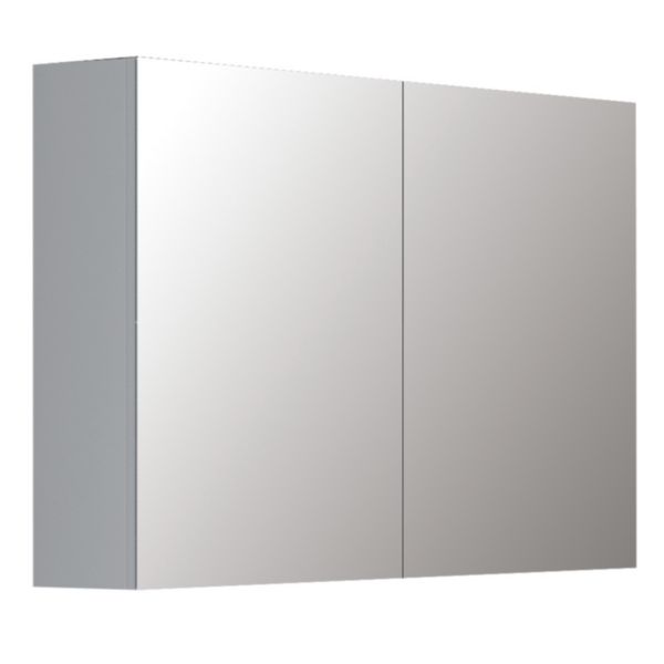 Armoire de toilette l80 cm mélaminé blanc brillant 2 faces décor 16 mm 2 portes miroir réf. A2304005