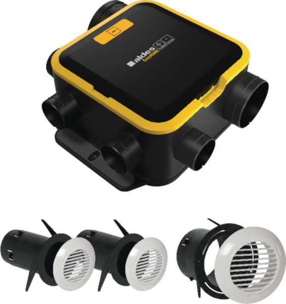 Kit VMC simple flux EasyHOME Autoréglable COMPACT Classic livré avec 3 grilles de ventilation BIP. 11026035