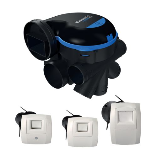 Kit VMC simple flux EasyHOME Hygroréglable COMBLES Premium Micro Watt livré avec 3 bouches Bahia Curve 11033034
