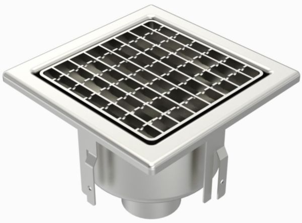 Siphon LIMATEC 200x200 sortie verticale 63 mm grille barreaux Réf. 2063EB