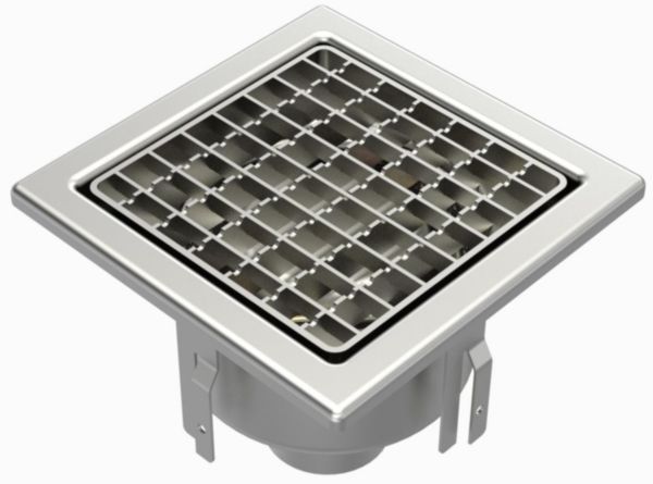 Siphon LIMATEC 200x200 sortie verticale 63 mm panier cloche grille barreaux Réf. 2063EPCB