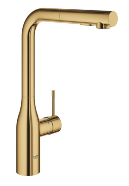 Mitigeur monocommande évier ESSENCE avec douchette extractible bec L finition cool sunrise réf. 30270GL0