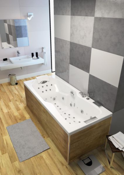 Baignoire avec système de massage professionnel KINEPLUS KIETUDE rectangulaire 170x75 cm tête à gauche réf. BKP4775GBKPK8