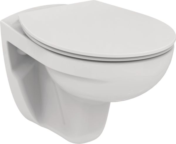 Pack cuvette WC suspendue ULYSSE sans bride, abattant standard ultrafin Réf P008401