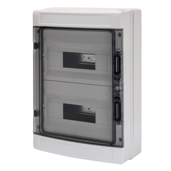 Coffret de distribution étanche en saillie - gris RAL 7035 - 24 modules (12x2) - IP65 / IK09 - 298x420x140 mm Réf. GW40104BS