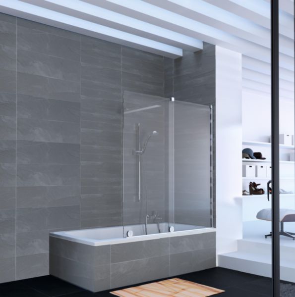 Pare baignoire Alterna Pureday verre trempé profilé chromé 140 cm