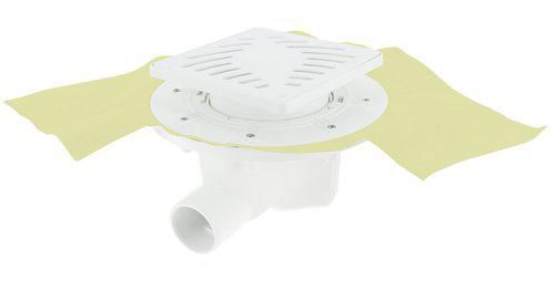 Siphon pour sols carrelés sortie horizontale avec grille PVC 15x15 + natte Réf. SICAX15HNP