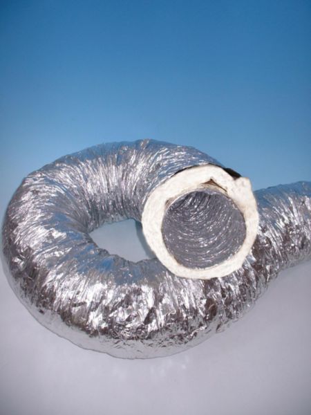 Gaine souple aluminium isolation phonique ouate M0/M1 diamètre 204mm longueur 10m Réf ACOFALUOUATE204