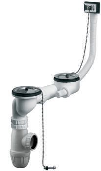 Esemble complet evier Altech avec trop plein 2 cuves diamètre 60 à bouchon nf