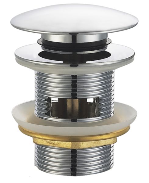 Bonde lavabo clic clac champi avec trop plein chromé H60 mm  Altech