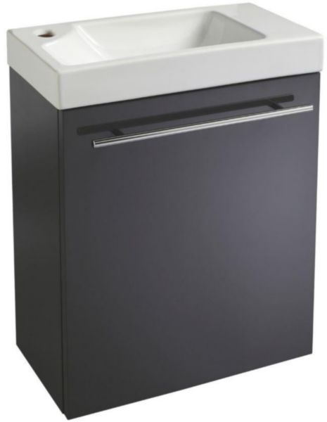 Ensemble Alterna Piccolo 2 lave-main en céramique blanc + meuble gris