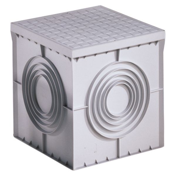 Chambre de tirage carree 200x200x200 - fond plat defoncable - couvercle a haute resistance Réf DX59401