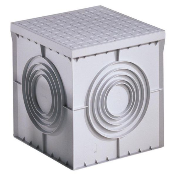Chambre de tirage carree 300x300x300 - fond plat defoncable - couvercle a haute resistance Réf DX59701