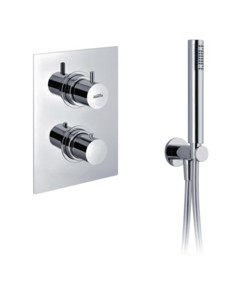 Thermostatique douche Alterna Design chromé avec kit douchette, encastré vertical avec corps d'encastrement