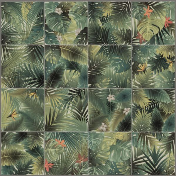 Grès cérame émaillé Barwolf Jungle green (random mix) mosaïque 18,5 x 18,5 cm Réf. KE-18095
