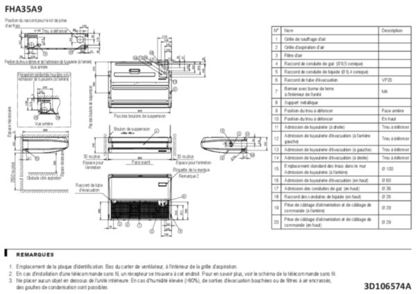 Image principale de Plafonnier unifié 3,5 kW Réf FHA35A9
