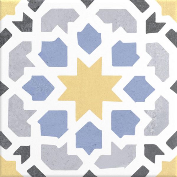 Grès cérame Cinca Héritage Lisboa L4 bleu et jaune épaisseur 0,8 cm 20 x 20 cm Réf. 9228 L4