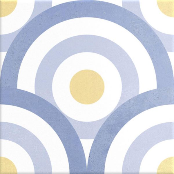 Grès cérame Cinca Héritage Lisboa L1 bleu et jaune épaisseur 0,8 cm 20 x 20 cm Réf. 9229 L1