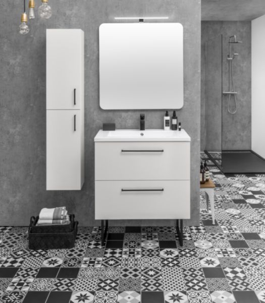 Meuble Alterna Concerto 80 cm avec 2 tiroirs Blanc Brillant