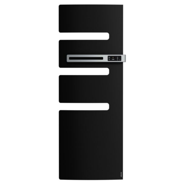Image principale de Sèche-serviettes Serenis électrique digital mât droite sans ventilo 750W 3CS équipé d'un boitier de commandes avec programmation Noir Réf. 850561
