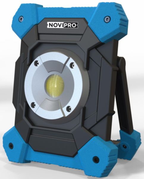 Projecteur de chantier LED sans fil Novipro- avec batterie rechargeable Li-Ion 7,4 V - 1000/2000 lm - bleu/noir - 148x60x194 mm
