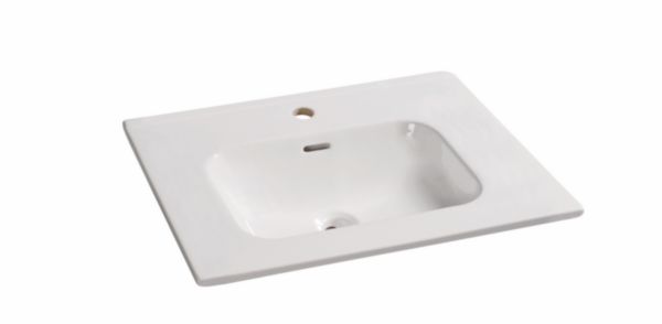 Plan céramique Alterna Séducta 60 cm blanc 1 vasque centrée