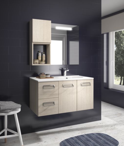 Meuble sous vasque Alterna Séducta longueur 30 cm avec 2 tiroirs chêne gris