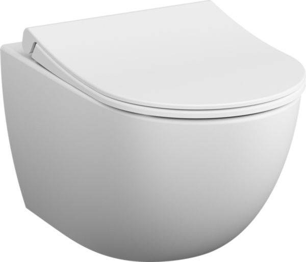 Pack WC suspendu sans bride Sento VitrAflush 2.0, longueur 54 cm, abattant Slim Duroplast avec système fermeture douce, blanc mat / edelweiss Réf. 7748B001-6156