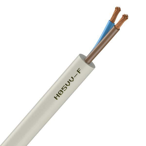 Câble souple domestique H05VVF 2 x 1,5 - blanc - couronne de 10 mètres