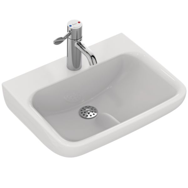 Lavabo Hygeniq en porcelaine vitrifiée avec arête centrale - 50 x 40 cm Réf. P0086HY