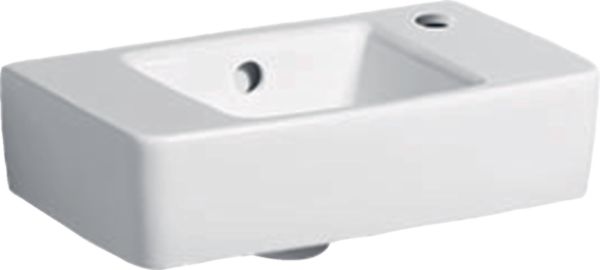 lave-mains geberit renova plan, compact: b=40cm, t=25cm, trou de robinetterie=droite, trop-plein=visible, blanc Réf. 272140000
