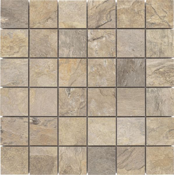 Grès Cérame émaillé Bärwolf Rustic Stone white sand chip mosaïque 4,8 x 4,8cm Réf. 29,8 x 29,8cm Réf. KEG-20030