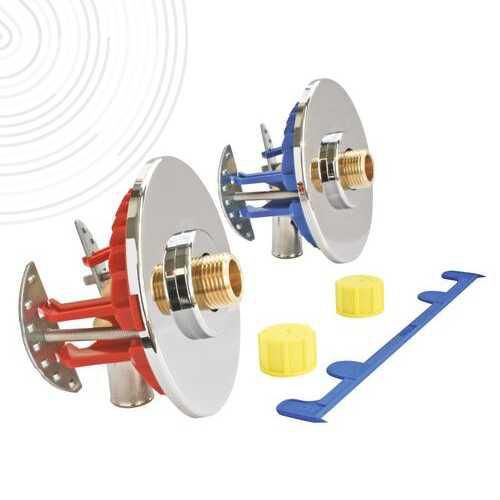 Module double raccordement sous évier/lavabo Fixoplac, raccords coudés à sertir mâle 12/17, pour installation tube PER D16 mm  réf.303510106