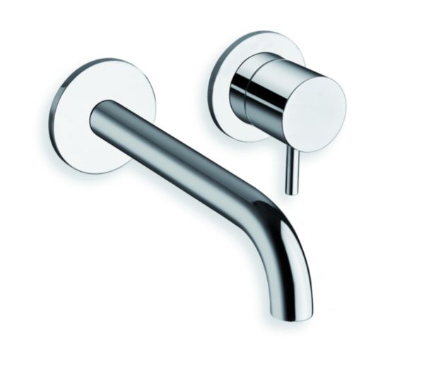 Mitigeur de lavabo mural Triverde - 2 trous - longueur bec 18 cm - diamètre rosaces 64 mm - laiton chromé Réf. TV25751