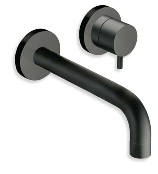 Façade mitigeur lavabo TRIVERDE murale longueur du bec 18 cm, Black mat Réf. TV25713