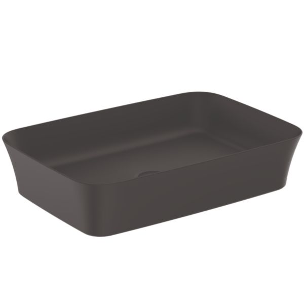 Vasque à poser rectangulaire Ipalyss - 55 x 38 cm - sans plage de robinetterie ni trop plein - finition noir mat Réf. E2076V3