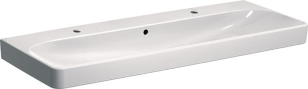Lavabo Smyle Square - 120 x 48 cm - trous de robinetterie à gauche et à droite - trop-plein visible - blanc Réf. 500.253.01.1