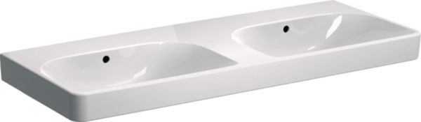 Lavabo double Smyle Square - 120 x 48 cm - sans trou de robinetterie - trop-plein visible - blanc Réf. 500.224.01.1