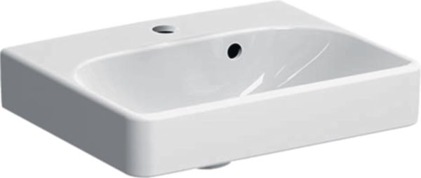 Lave-mains Smyle Square avec trop-plein asymétrique - 45 x 36 cm - trou de robinetterie au centre - trop-plein visible - blanc Réf. 500.222.01.1
